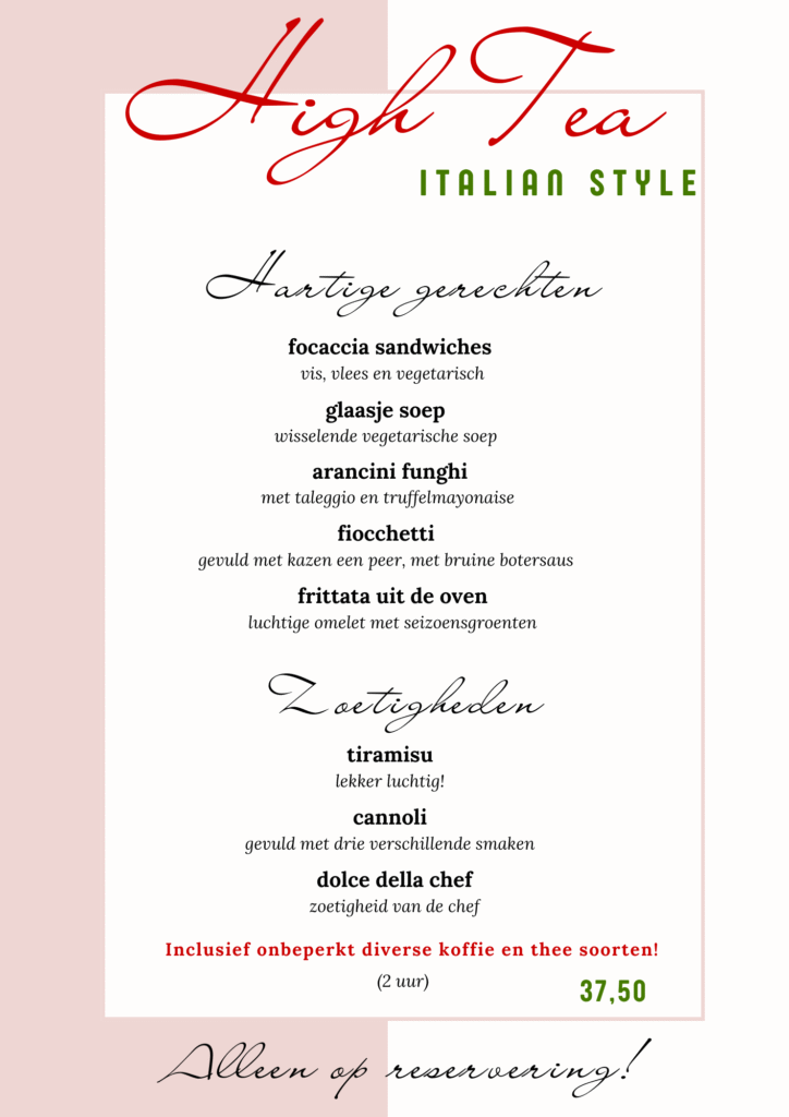 Italian High Tea Trattoria Polpette Utrecht